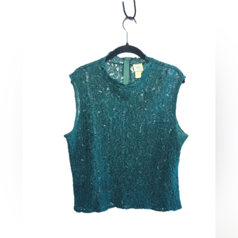 Stephen Peters Vintage Emerald Green Lace Blouse Size XL EUC